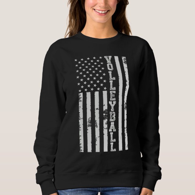 Volleyball American Flag Men Women Kids Merica USA Sweatshirt (Front)