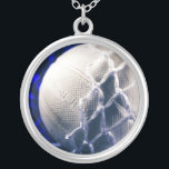 Volleyball and Net Team Coach Silver Plated Necklace<br><div class="desc">Volleyball and net perfect for a team or coach gift. If you love volleyball or are a volleyball fan this unique one is for you. Personalise and customise this with your name or team name. Simply click add text and choose the font size, colour and style you like. This will...</div>