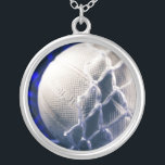 Volleyball and Net Team Coach Silver Plated Necklace<br><div class="desc">Volleyball and net perfect for a team or coach gift. If you love volleyball or are a volleyball fan this unique one is for you. Personalise and customise this with your name or team name. Simply click add text and choose the font size, colour and style you like. This will...</div>