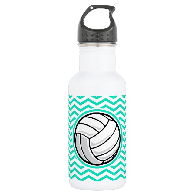 Volleyball; Aqua Green Chevron 532 Ml Water Bottle (Front)