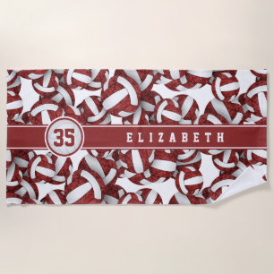 Volleyball athlete maroon white custom team colour beach towel