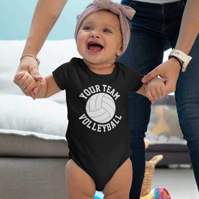 Volleyball Baby Team Name, Player Name and Number Baby Bodysuit (Volleyball baby onesie bodysuit with custom team name, player name and jersey number)