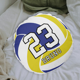 Volleyball Ball Custom Name & Jersey Number Round Cushion