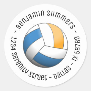 Volleyball Ball Custom Text Classic Round Sticker