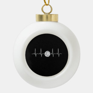 Volleyball Ball Heartbeat Ceramic Ball Christmas Ornament