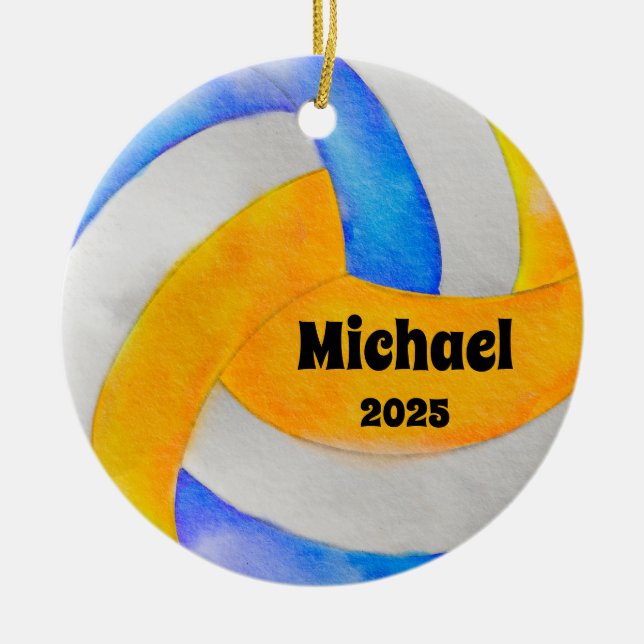 Volleyball Ball Ornament, Ornament, Kids Sports Ceramic Ornament (Front)