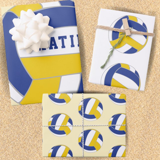 Volleyball Ball Pattern Kids Name Birthday Wrapping Paper Sheet (Creator Uploaded)