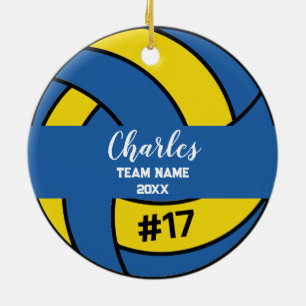 Volleyball Ball Player   Custom Name Number & Team Ceramic Ornament