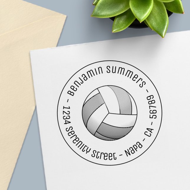 Volleyball Ball Round Address Self-inking Stamp (Creator Uploaded)