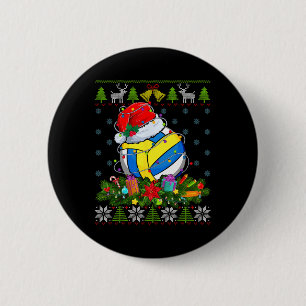 Volleyball Ball Santa Hat Christmas Light Ugly Swe 6 Cm Round Badge