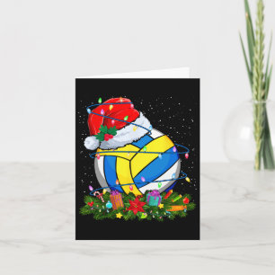 Volleyball Ball Santa Hat Christmas Lights Funny S Card