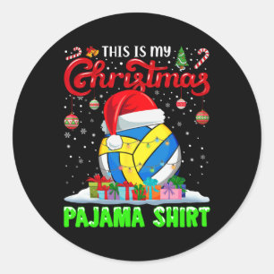 Volleyball Ball Santa Hat Christmas Lights Funny S Classic Round Sticker