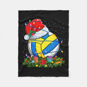 Volleyball Ball Santa Hat Christmas Lights Funny S Fleece Blanket