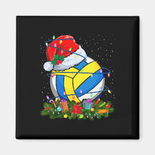 Volleyball Ball Santa Hat Christmas Lights Funny S Magnet