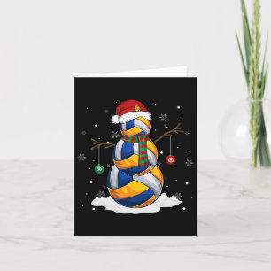 Volleyball Ball Snowman Santa Hat Christmas Pajama Card