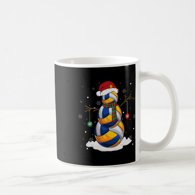 Volleyball Ball Snowman Santa Hat Christmas Pajama Coffee Mug (Right)