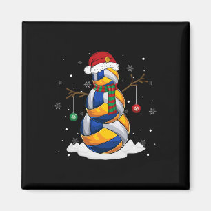 Volleyball Ball Snowman Santa Hat Christmas Pajama Magnet
