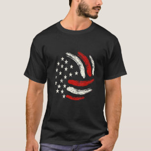 Volleyball Ball Vintage American US Flag Women Men T-Shirt