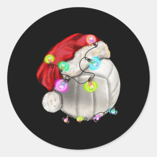 Volleyball Ball With Santa Hat Christmas Kid Boys  Classic Round Sticker