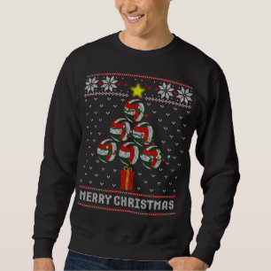 Volleyball Balls Tree Merry Christmas Ugly Sweater