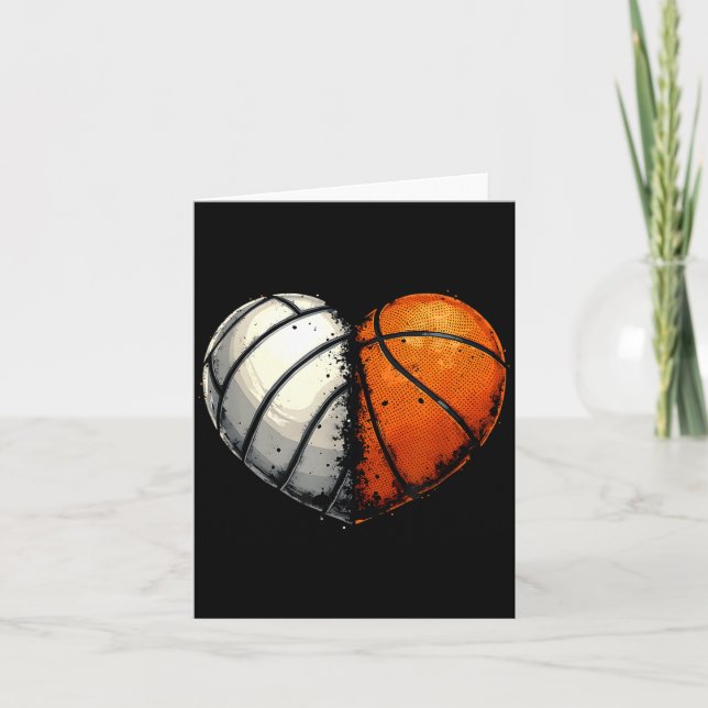 Volleyball Basketball Ball Heart Srts Lover Valent Card (Front)