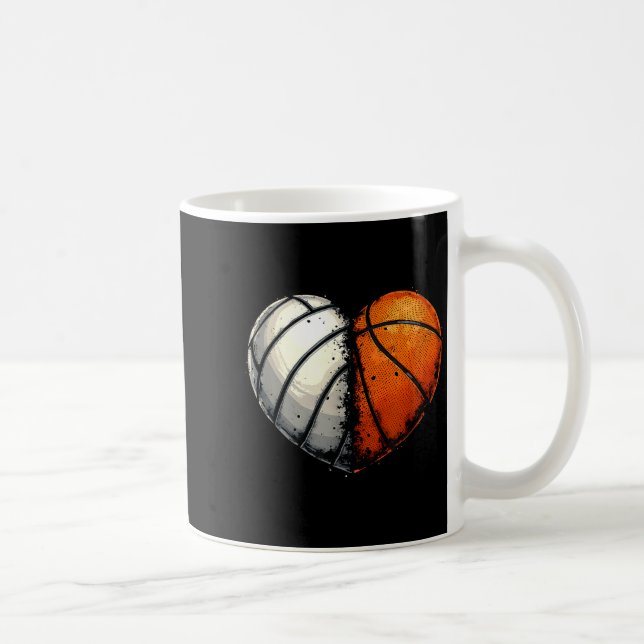 Volleyball Basketball Ball Heart Srts Lover Valent Coffee Mug (Right)