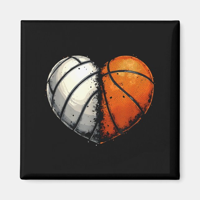 Volleyball Basketball Ball Heart Srts Lover Valent Magnet (Front)