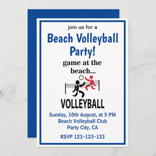 Volleyball Beach Volleyball  Invitation (Front/Back)