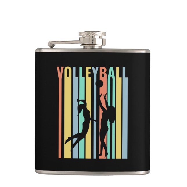 Volleyball  Beachvolleyball Retro Hip Flask (Front)