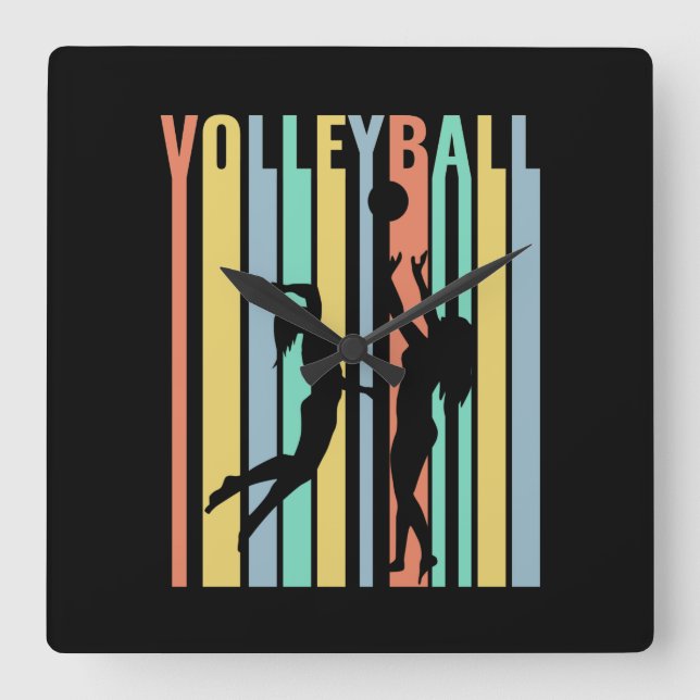 Volleyball  Beachvolleyball Retro Square Wall Clock (Front)