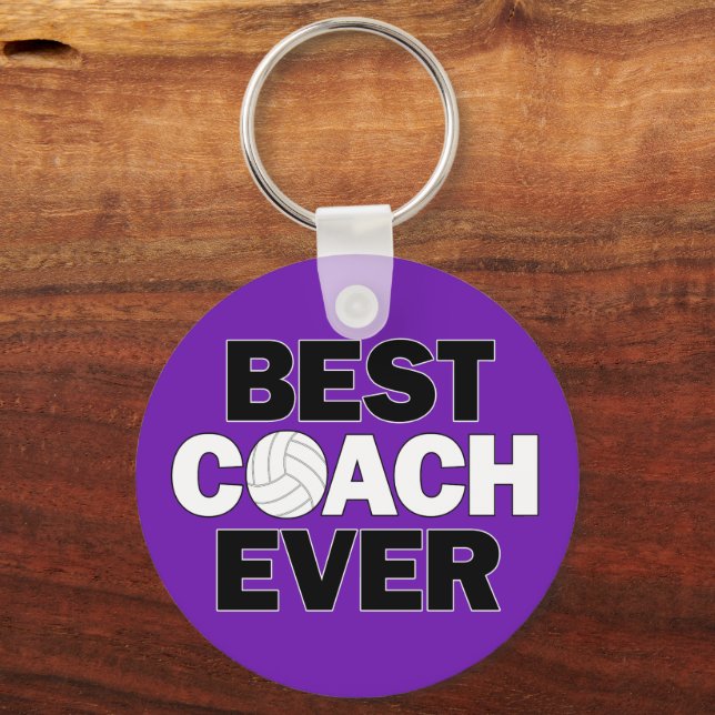 Volleyball BEST COACH EVER Custom Team Colour Cute Key Ring (Front)