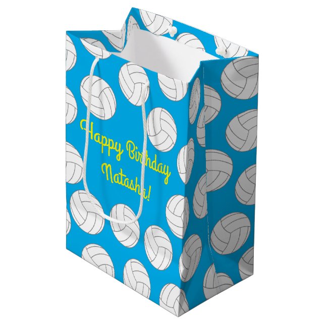Volleyball Birthday Party Medium Gift Bag (Front Angled)