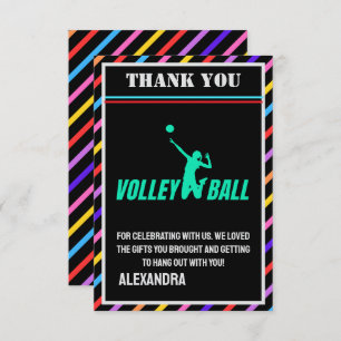 Volleyball Birthday Party, Volleyball Girl Player  Thank You Card