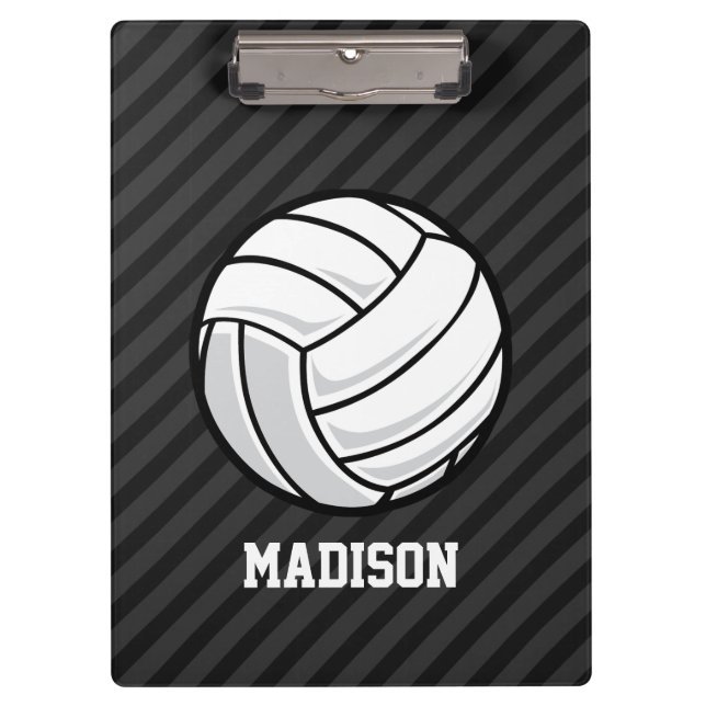Volleyball; Black & Dark Grey Stripes Clipboard (Front)