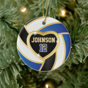 Volleyball 🏐 Black, White and Blue Ceramic Ornament