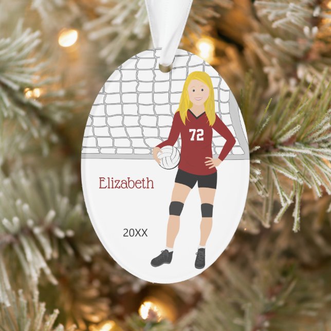 Volleyball Blonde in Red and Black Ornament (Tree)
