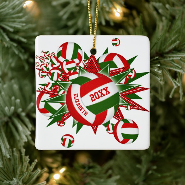 Volleyball Blowout girls boys Christmas sports Ceramic Ornament (Tree)
