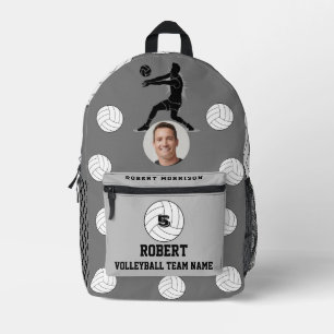 Volleyball Boys Grey Team Logo Printed Backpack