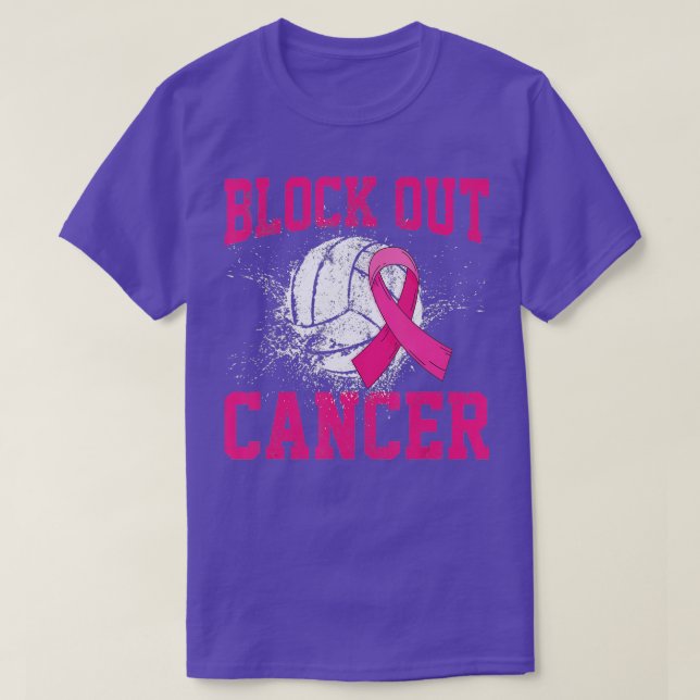 Volleyball Breast Cancer Awareness Block Out Cance T-Shirt (Design Front)