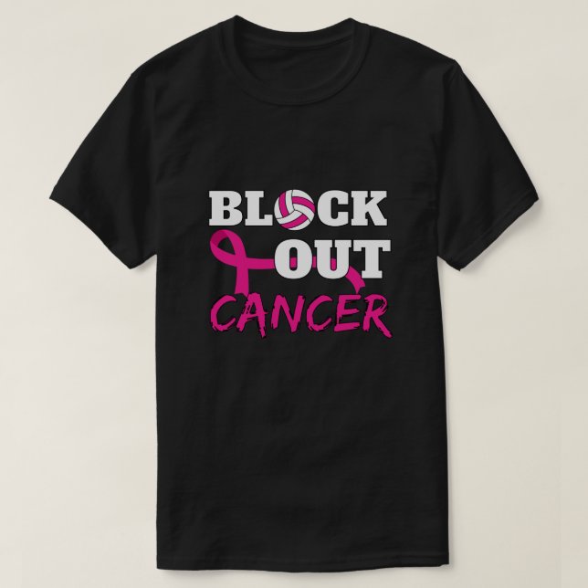 Volleyball Breast Cancer Awareness Block Out  T-Shirt (Design Front)