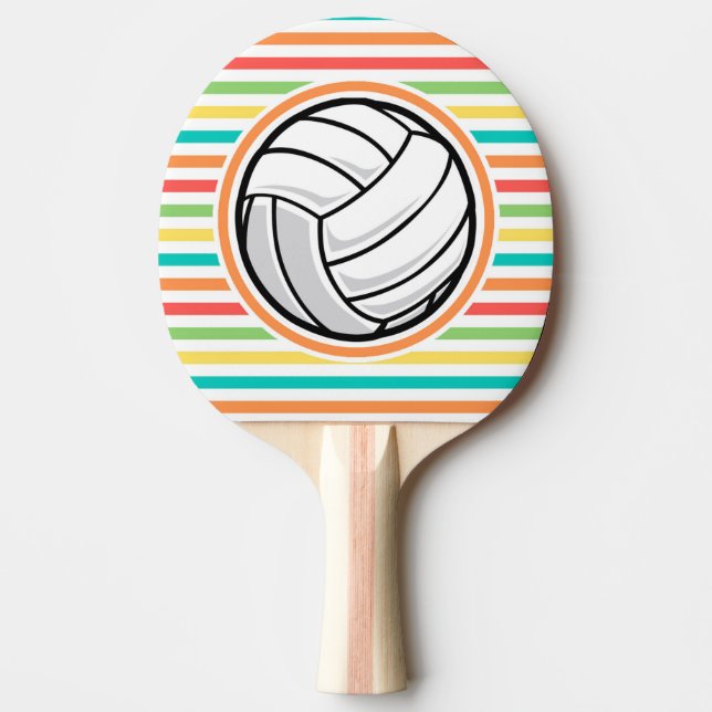 Volleyball; Bright Rainbow Stripes Ping Pong Paddle (Front)