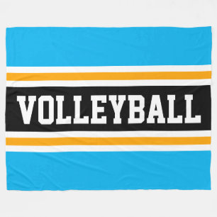 VOLLEYBALL Bright Sky Blue Yellow Black Stripes Fleece Blanket
