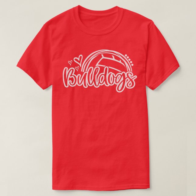Volleyball Bulldogs School Sports Fan eam Spirit  T-Shirt (Design Front)