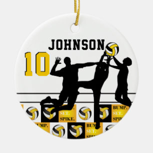 Volleyball 🏐 - Bump, Set, Spike - Gold Yellow Ceramic Ornament