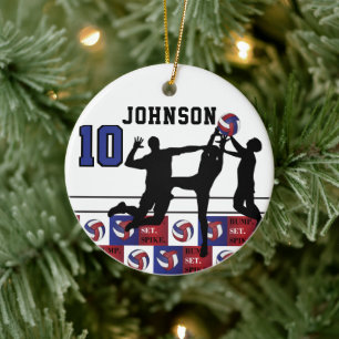 Volleyball 🏐 - Bump, Set, Spike  Red, White, Blue Ceramic Ornament