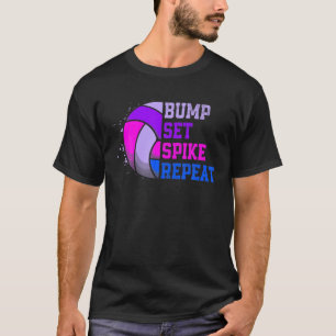 Volleyball Bump Set Spike Repeat Blue Purple Teen T-Shirt