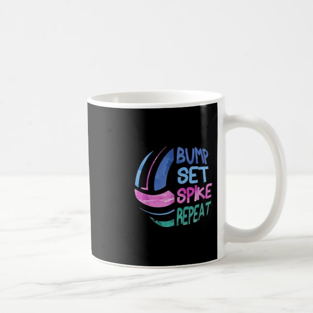 Volleyball Bump Set Spike Repeat Girls Teen  Coffee Mug (Right)