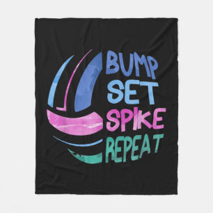 Volleyball Bump Set Spike Repeat Girls Teen  Fleece Blanket