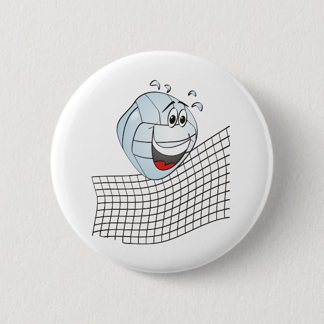 Volleyball Cartoon 6 Cm Round Badge (Front)