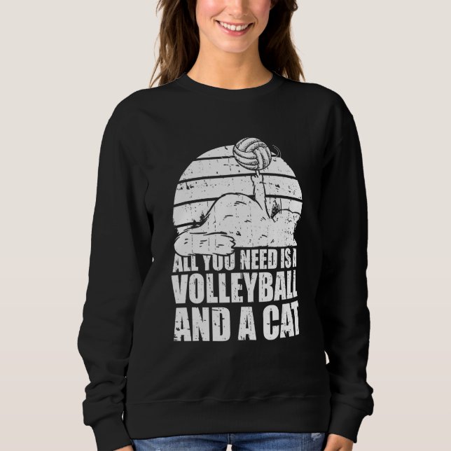 Volleyball Cats Vball Beach  Volleyball Cat Sweatshirt (Front)